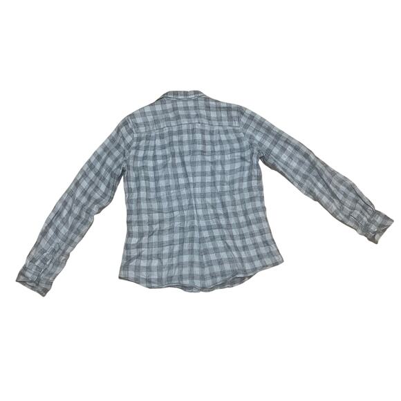 Frank‎ & Eileen Barry Linen Button Down Shirt Plaid Gray Small - Picture 5 of 5
